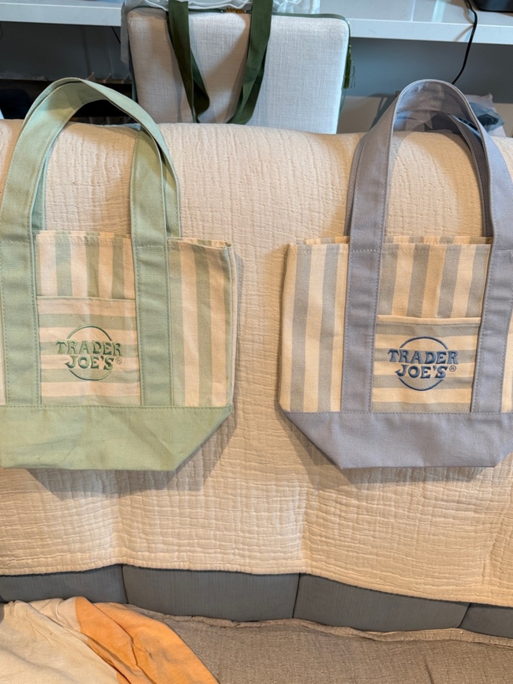 lot of Trader Joe’s Green & blue Stripe Canvas mini Tote Bags